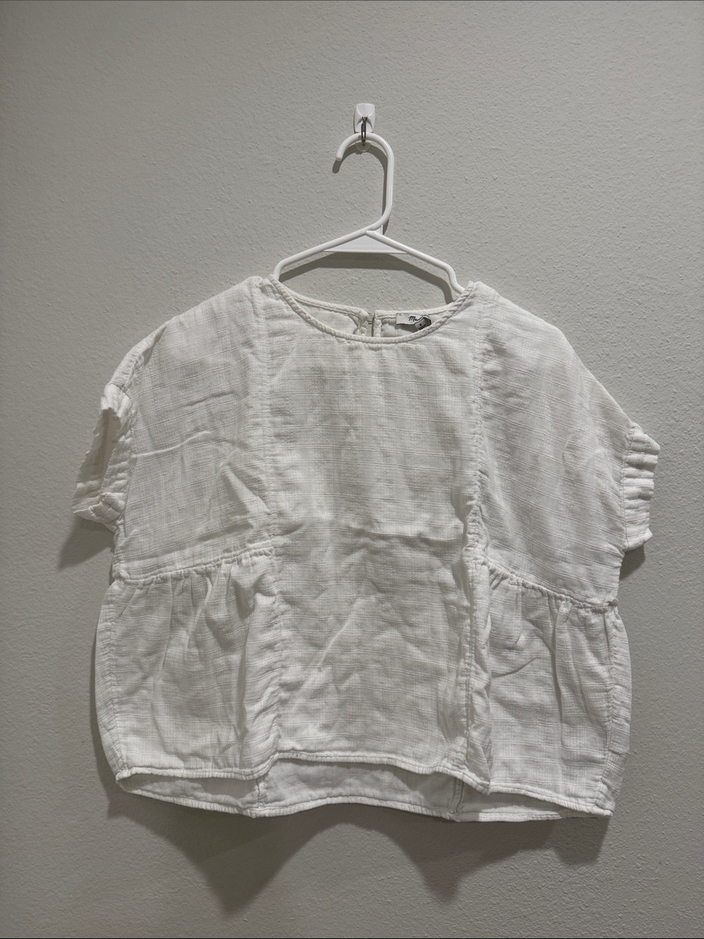 Madewell White Lightweight Cotton Top with Textured Weave